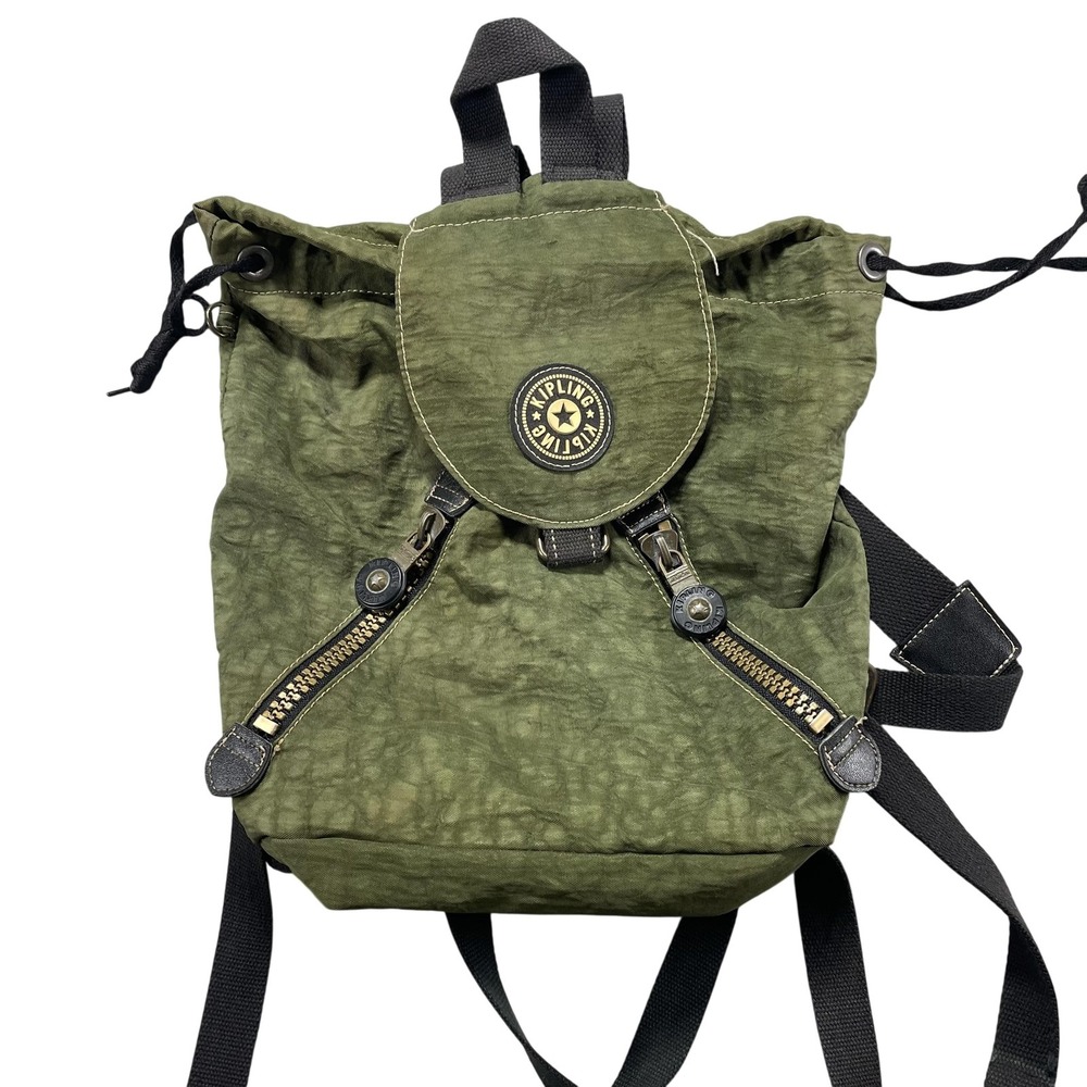 Kipling Green Small Nylon Backpack Soft Case Adjustable Straps Women Daypack
